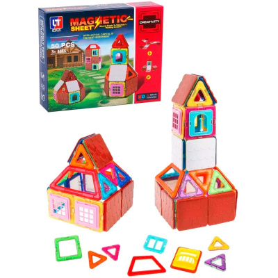 Магнитный конструктор Magnetic Sheet 50 деталей Наша Игрушка LT7003 1